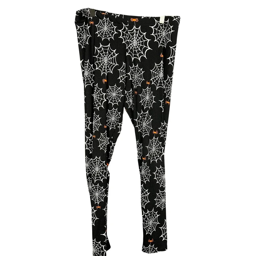 Joe Boxer Spider‎ Cob Web Print Black Soft Leggings XL Halloween Spooky
